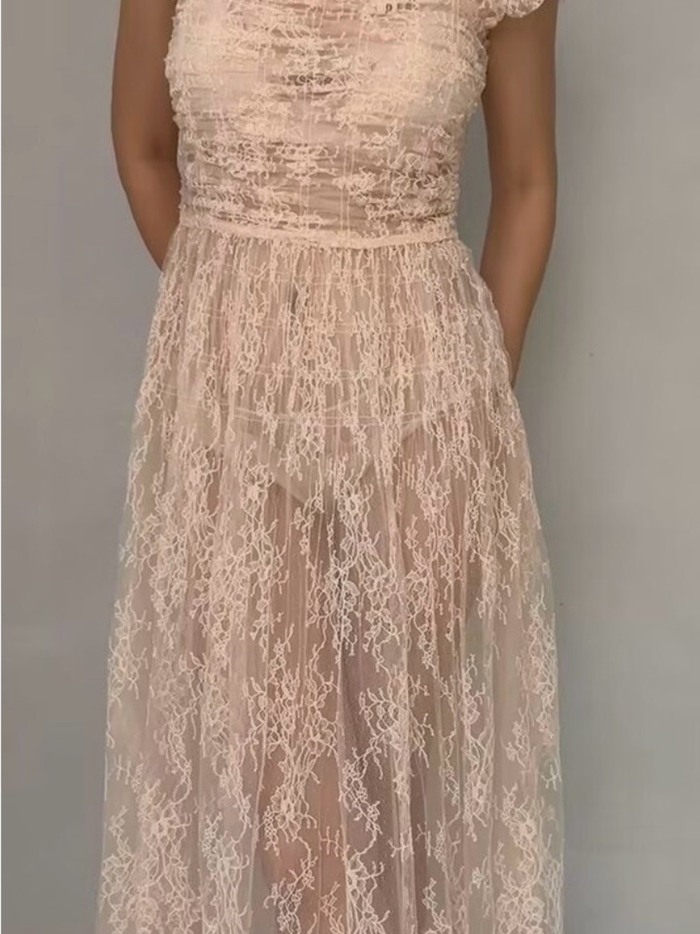DOEN Delicate Lace Pamelina Maxi Dress in Petunia Pink - Picture 4 of 12